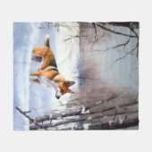 Basenji lassen es Schnee Weihnachten Fleecedecke (Vorderseite (Horizontal))