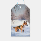 Basenji lassen es Schnee Weihnachten Geschenkanhänger (Rückseite)