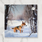 Basenji lassen es Schnee Weihnachten Geschenkanhänger (Rückseite)