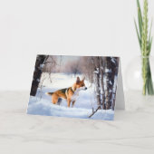 Basenji lassen es Schnee Weihnachten Karte (Vorderseite)