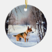 Basenji lassen es Schnee Weihnachten Keramik Ornament (Vorne)