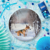 Basenji lassen es Schnee Weihnachten Pappteller (Party)