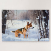 Basenji lassen es Schnee Weihnachten Puzzle (Horizontal)