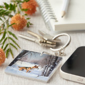 Basenji lassen es Schnee Weihnachten Schlüsselanhänger (Vorderseite rechts)