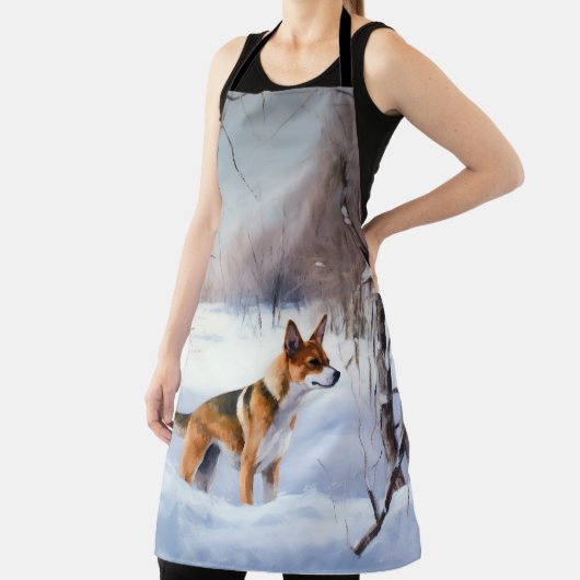 Basenji lassen es Schnee Weihnachten Schürze (InSitu)