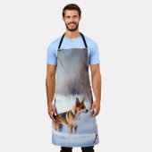 Basenji lassen es Schnee Weihnachten Schürze (Getragen)