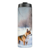 Basenji lassen es Schnee Weihnachten Thermosbecher (Vorderseite)