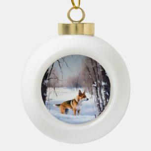 Basenji Lasst es schneien Weihnachten Keramik Kugel-Ornament