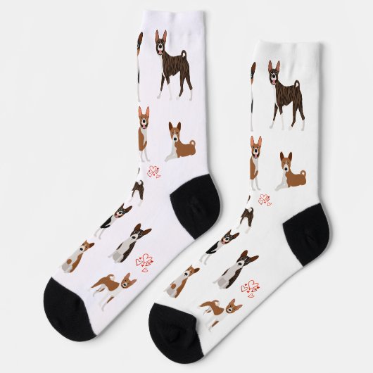 Basenji Liebe Hound Breed Fun Muster Socken (Linkes Detail)