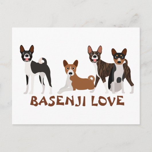 Basenji Liebe Hund Rasse Brindle Red Black Postkarte (Vorderseite)