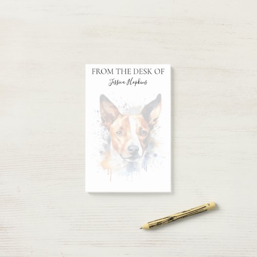 Basenji Lover Monogrammed Dog Post-it Klebezettel (Auf Schreibtisch)