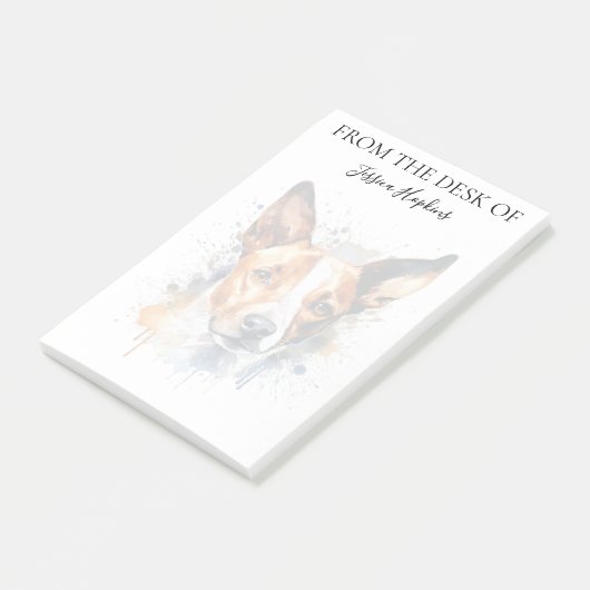 Basenji Lover Monogrammed Dog Post-it Klebezettel (angewinkelt)