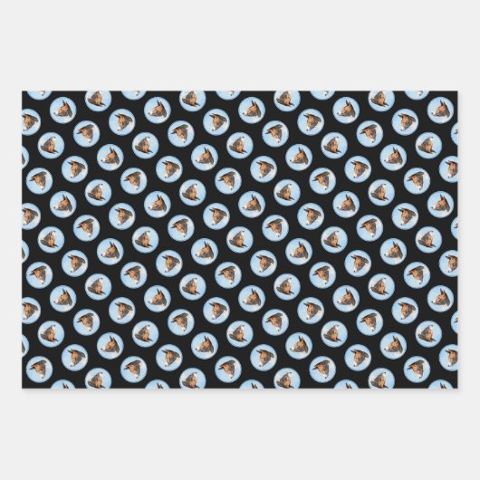 Basenji Malerei Kastanienrot Bindle Niedlicher Hun Geschenkpapier Set (Vorderseite 3)