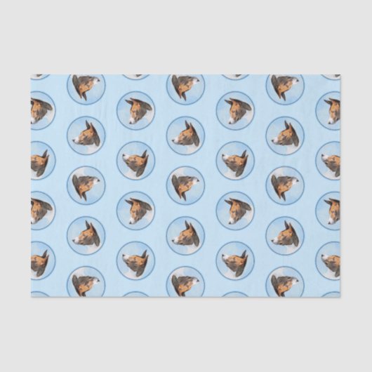 Basenji Malerei Kastanienrot Bindle Niedlicher Hun Seidenpapier (Vorderseite)