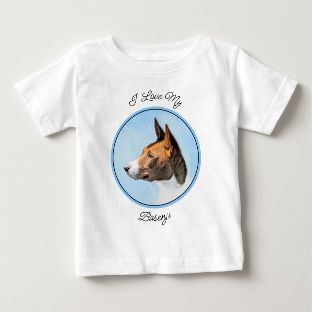 Basenji Malerei - Niedliche Originalkunst Baby T-shirt (Vorderseite)