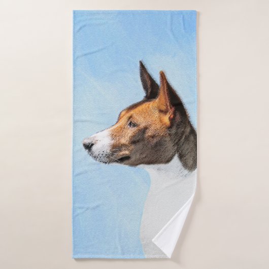 Basenji Malerei - Niedliche Originalkunst Badhandtuch Set (Badehandtuch)