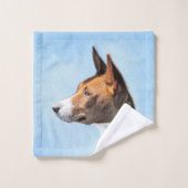 Basenji Malerei - Niedliche Originalkunst Badhandtuch Set (Waschlappen)