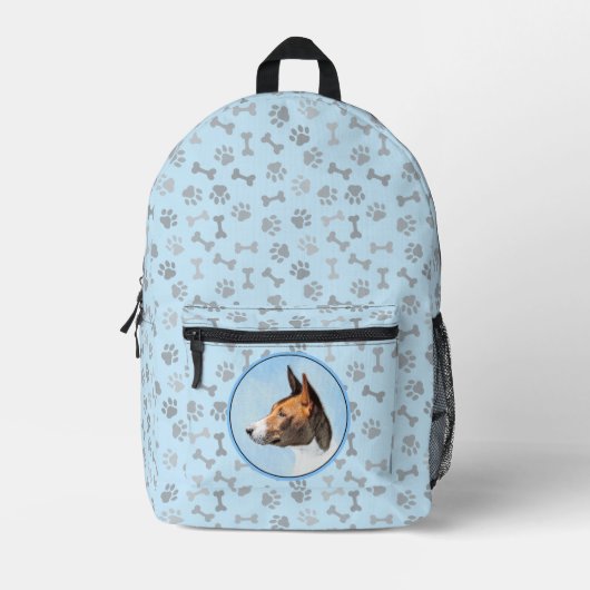Basenji Malerei - Niedliche Originalkunst Bedruckter Rucksack (Vorderseite)