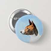 Basenji Malerei - Niedliche Originalkunst Button (Vorne & Hinten)