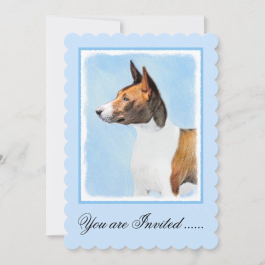Basenji Malerei - Niedliche Originalkunst Einladung (Vorderseite)