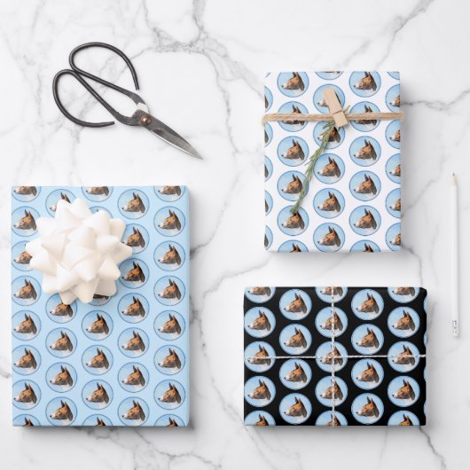 Basenji Malerei - Niedliche Originalkunst Geschenkpapier Set (Vorderseite)
