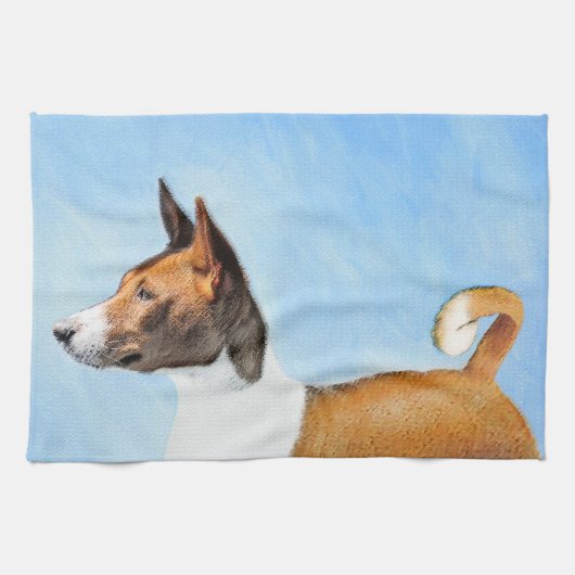 Basenji Malerei - Niedliche Originalkunst Geschirrtuch (Horizontal)