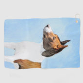Basenji Malerei - Niedliche Originalkunst Golfhandtuch (Horizontal)