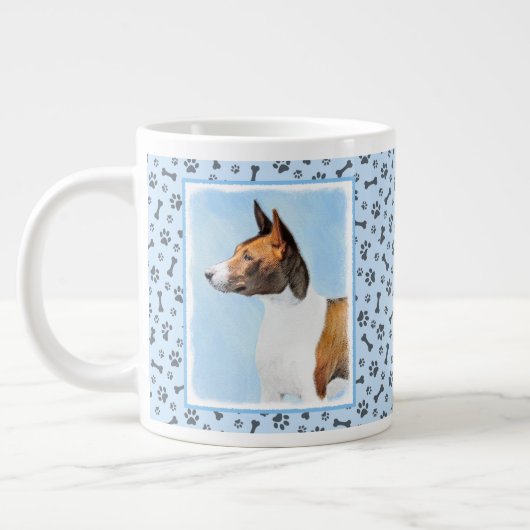 Basenji Malerei - Niedliche Originalkunst Jumbo-Tasse (Links)