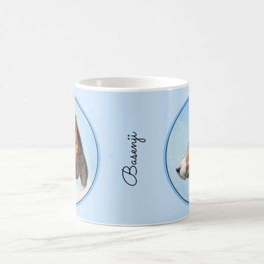 Basenji Malerei - Niedliche Originalkunst Kaffeetasse (Mittel)