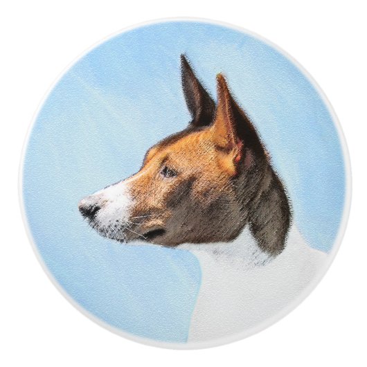 Basenji Malerei - Niedliche Originalkunst Keramikknauf (Vorderseite)