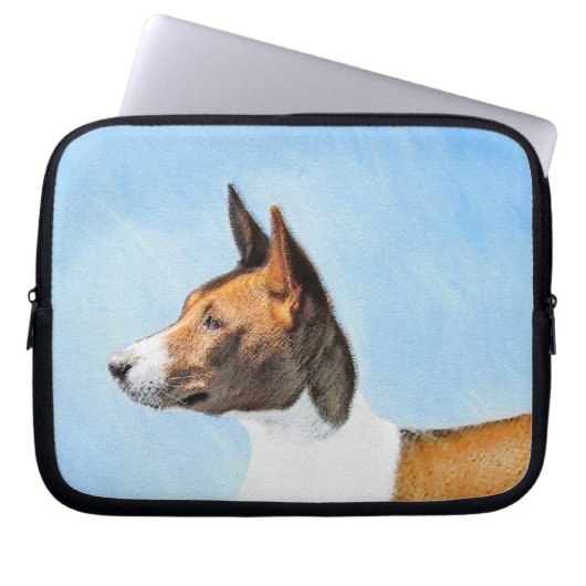Basenji Malerei - Niedliche Originalkunst Laptopschutzhülle (Vorderseite)