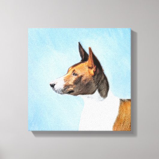 Basenji Malerei - Niedliche Originalkunst Leinwanddruck (Vorderseite)