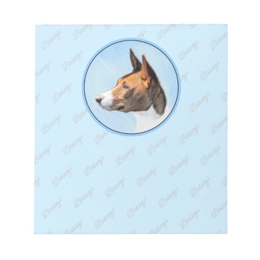 Basenji Malerei - Niedliche Originalkunst Notizblock (Vorderseite)