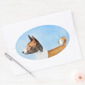 Basenji Malerei - Niedliche Originalkunst Ovaler Aufkleber (Umschlag)