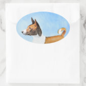 Basenji Malerei - Niedliche Originalkunst Ovaler Aufkleber (Tasche)