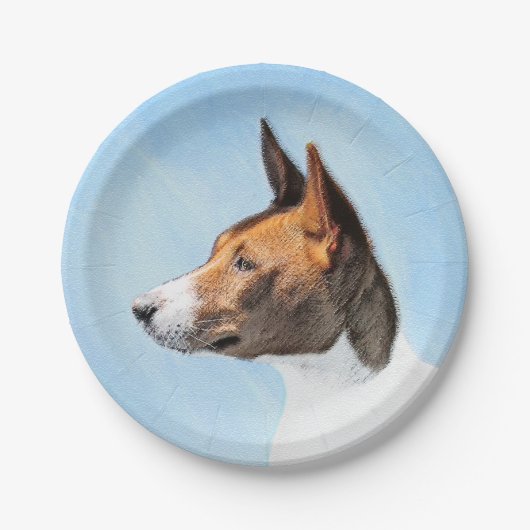 Basenji Malerei - Niedliche Originalkunst Pappteller (Vorderseite)