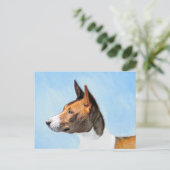 Basenji Malerei - Niedliche Originalkunst Postkarte (Stehend Vorderseite)