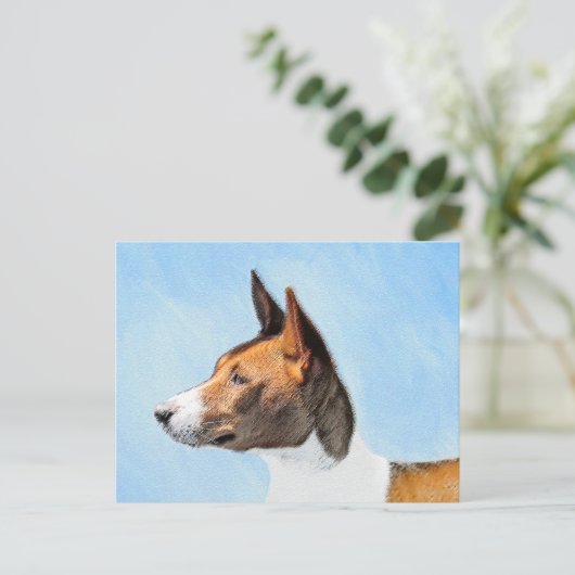 Basenji Malerei - Niedliche Originalkunst Postkarte (Stehend Vorderseite)