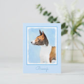 Basenji Malerei - Niedliche Originalkunst Postkarte (Stehend Vorderseite)