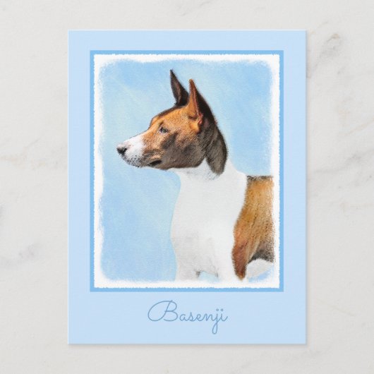 Basenji Malerei - Niedliche Originalkunst Postkarte (Vorderseite)