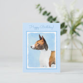 Basenji Malerei - Niedliche Originalkunst Postkarte (Stehend Vorderseite)
