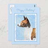 Basenji Malerei - Niedliche Originalkunst Postkarte (Vorne/Hinten)
