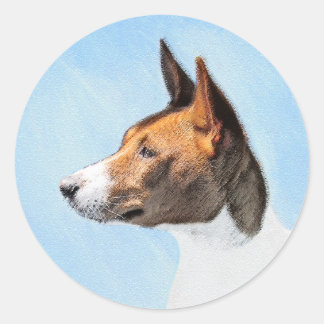 Basenji Malerei - Niedliche Originalkunst Runder Aufkleber