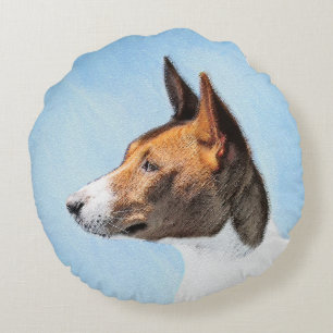 Basenji Malerei - Niedliche Originalkunst Rundes Kissen