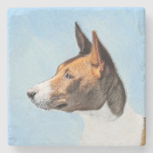 Basenji Malerei - Niedliche Originalkunst Steinuntersetzer