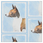 Basenji Malerei - Niedliche Originalkunst Stoff (Nahaufnahme)