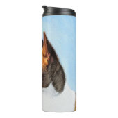 Basenji Malerei - Niedliche Originalkunst Thermosbecher (Nach rechts gedreht)