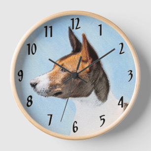 Basenji Malerei - Niedliche Originalkunst Uhr