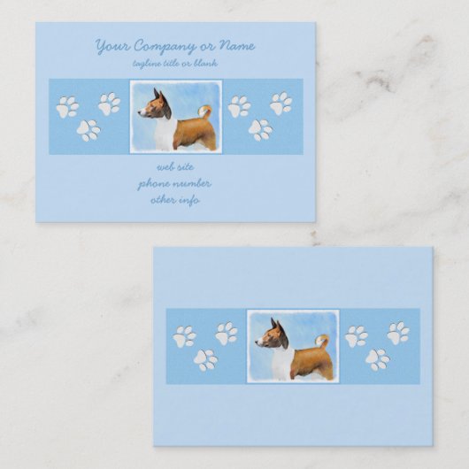 Basenji Malerei - Niedliche Originalkunst Visitenkarte (Vorne/Hinten)