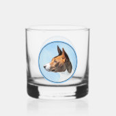 Basenji Malerei - Niedliche Originalkunst Whiskyglas (Rückseite)